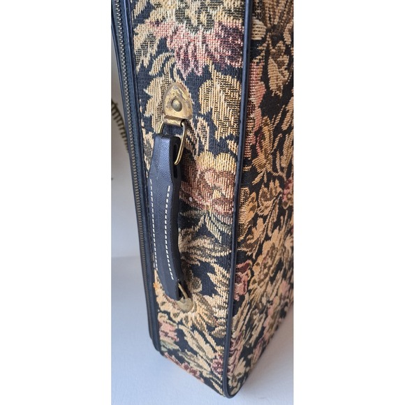 Vintage Small Floral Tapestry Suitcase Luggage Celebrity Of New York - Picture 3 of 11